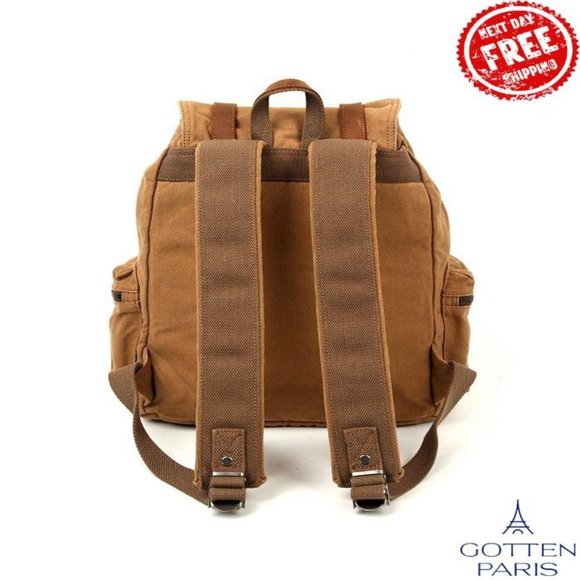 TSD BRAND Silent Trail Canvas Backpack Camel Women's Bag - Picture 3 of 8